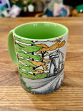 Green Crystal Palace dinosaur mug - iguanodons