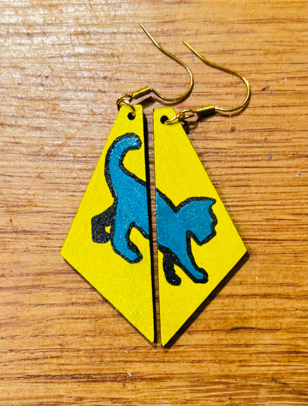 Cute cat wooden earrings