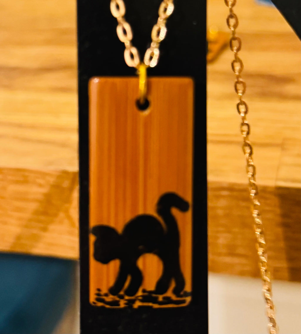 Cute cat wooden necklace pendants