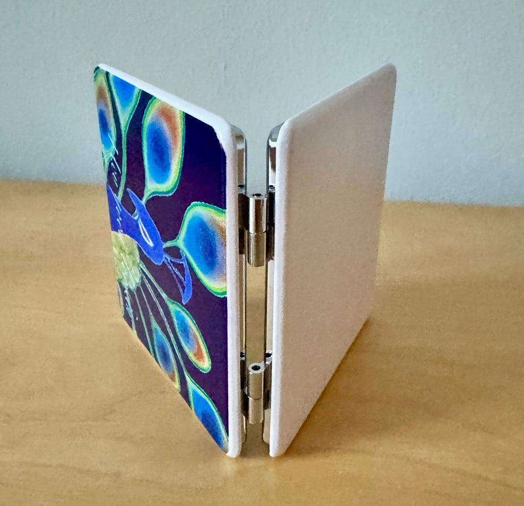 Magnifying compact mirror - peacock - based on original artwork