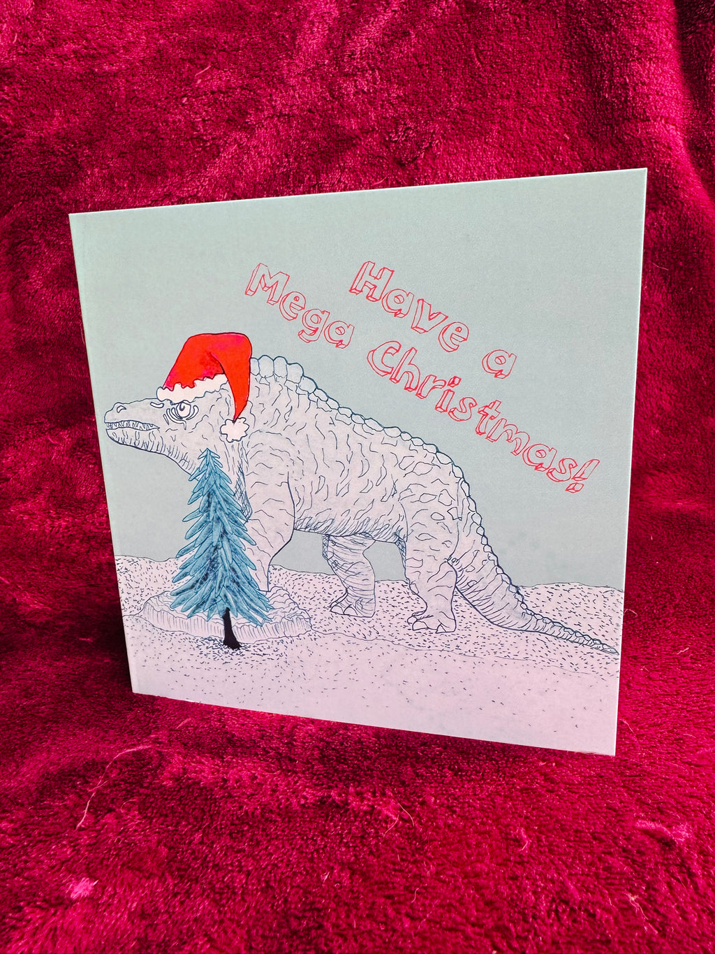 Crystal Palace dinosaur Christmas cards - Megalosaurus in Santa Hat