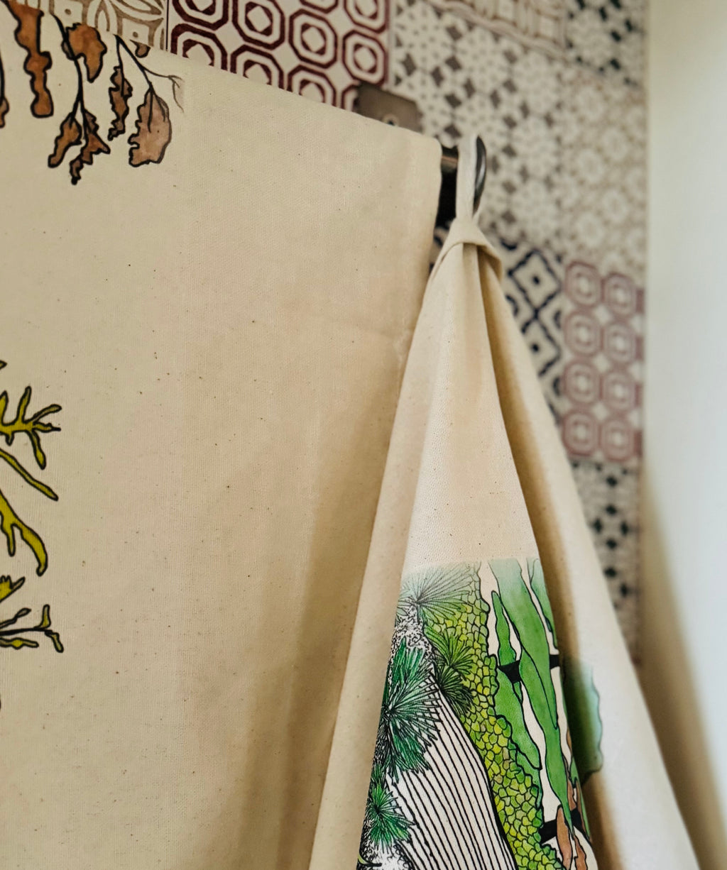 Crystal Palace dinosaur organic cotton tea towel