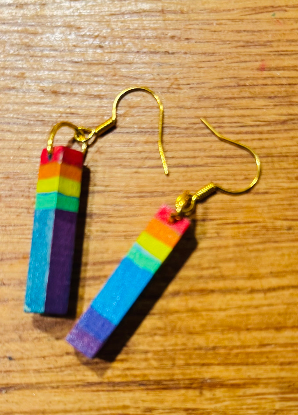 Rainbow wooden earrings