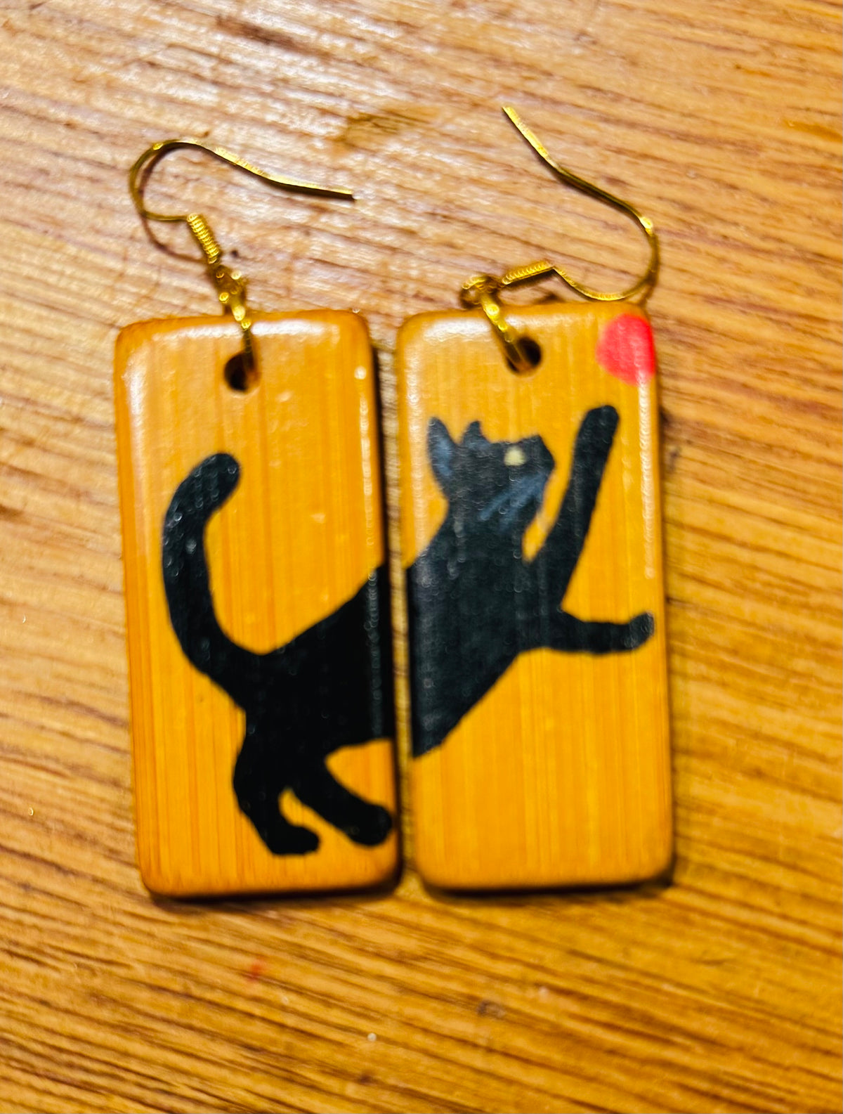 Cute cat wooden earrings