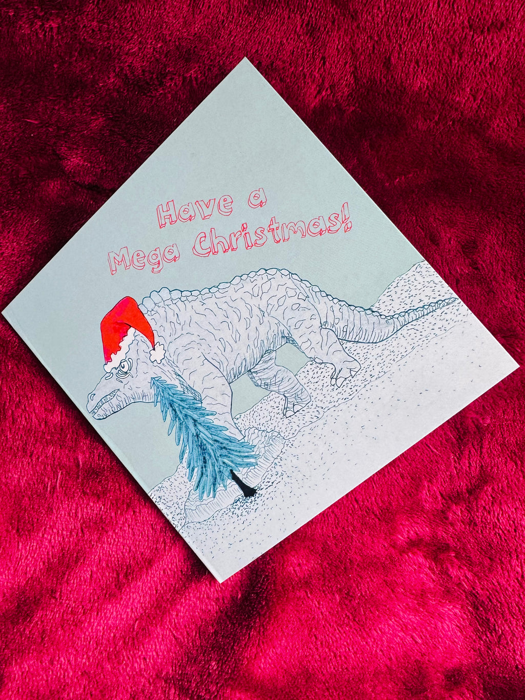Crystal Palace dinosaur Christmas cards - Megalosaurus in Santa Hat