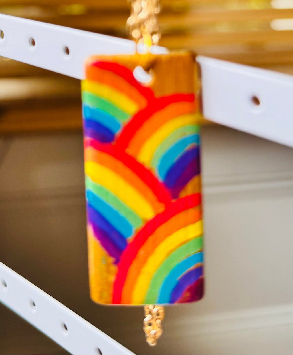 Rainbow wooden necklace pendants