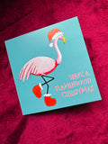 Christmas flamingo Christmas cards - flamingo in Santa hat